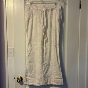 A Pea in the pod under Maternity underbelly white Linen pants - M